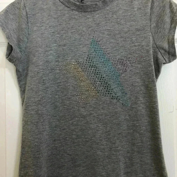 g21 Girls Grey Rhinestone Star T-Shirt  Size Large - Picture 3 of 14